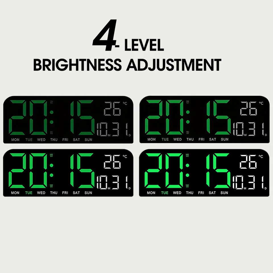 Modern Digital Wall Desk Clock with Large LED Display, Calendar, and Temperature - Image 3 of 4