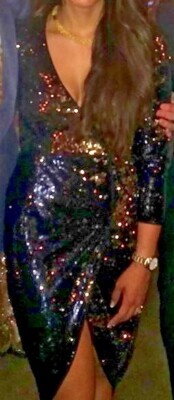 halston heritage sequin dress NWT HALSTON HERITAGE WOMENS OMBRE 3/4 SLEEVE SEQUIN COCKTAIL DRESS SZ S $495
