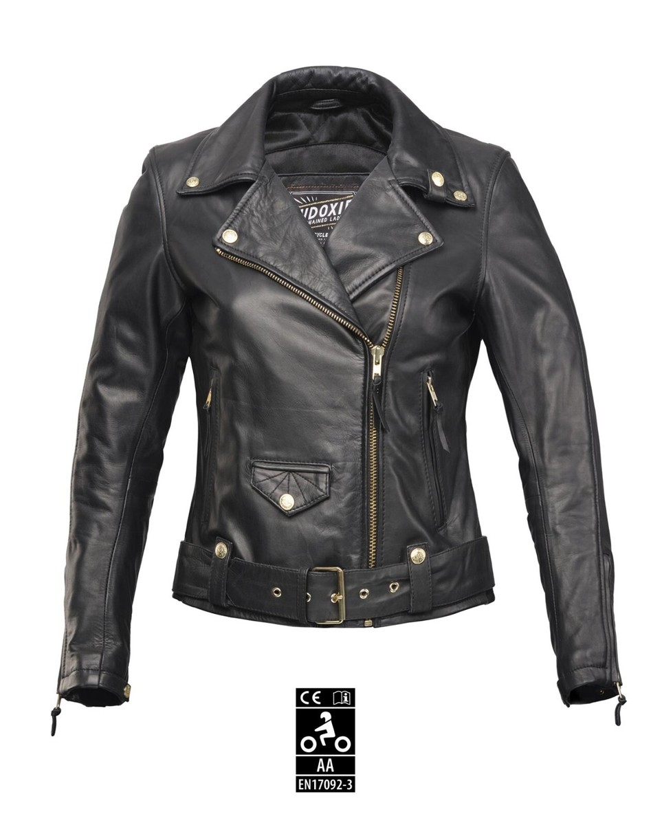 Eudoxie Women's Leather Motorcycle Jacket Amy Black - CE AA