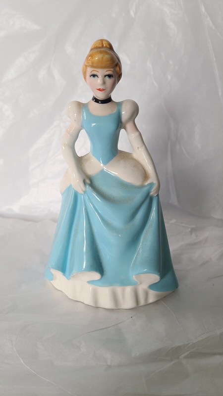 Vintage Japan Disney Cinderella Porcelain Figurine Blue Dress 5"