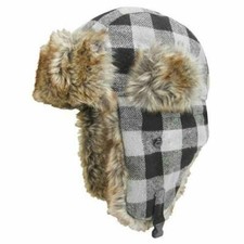 Igloos Brand Beanie Hat CAP FAUX FUR Adult Mens One Size Knit grey M/L NEW