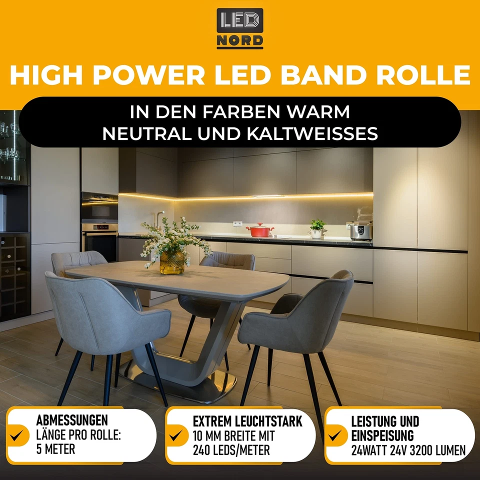 LED Streifen Band 5m 2835 Licht Leiste Dimmbar Stripe Smd warm kalt Weiß   - Bild 2 von 4