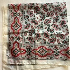 Vintage Sarah Coventry Red  Green Paisley 30  Square Scarf Made in Italy
