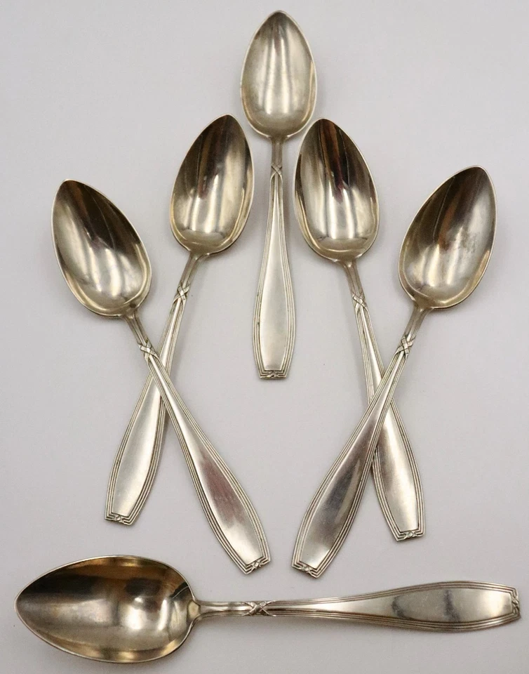 Antik GW Gowe Alpacca Menülöffel 22 cm 6 Stück - Design Kreuzband #V1 - Bild 2 von 4