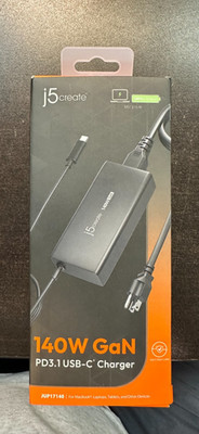 j5create 140W GaN PD 3.1 USB-C Laptop Charger JUP17140 - NEW SEALED