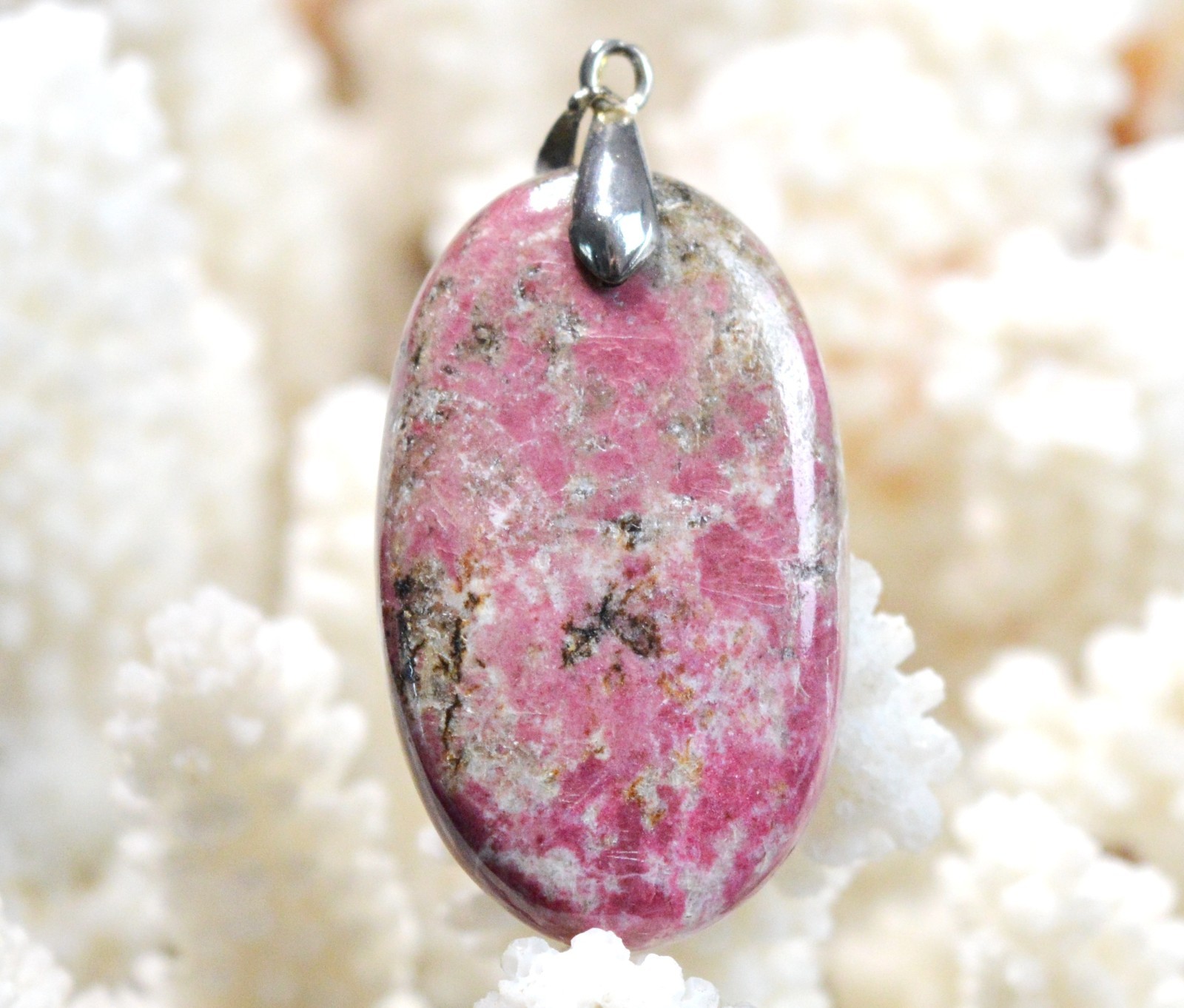 Thulite pendentif cabochon en pierre naturelle de Norvège pour soi