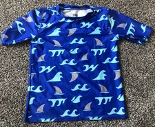 Wave Zone Blue Shark Fin Swim Shirt Boys Youth Size 8