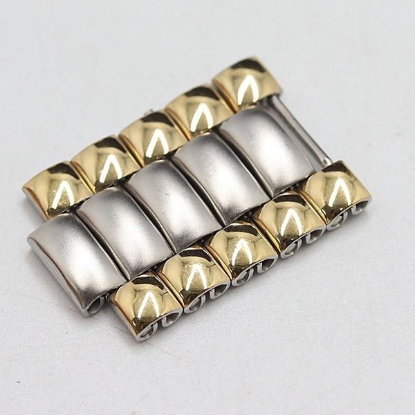 Givenchy Genuine 5 Link Men Watch Band Bracelet Parts Silver/Gold Color 18mm