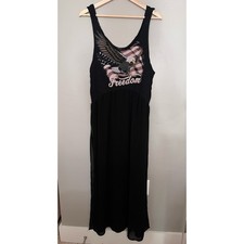 Forever 21 Patriotic Black Tank Maxi Dress Cover Up size M