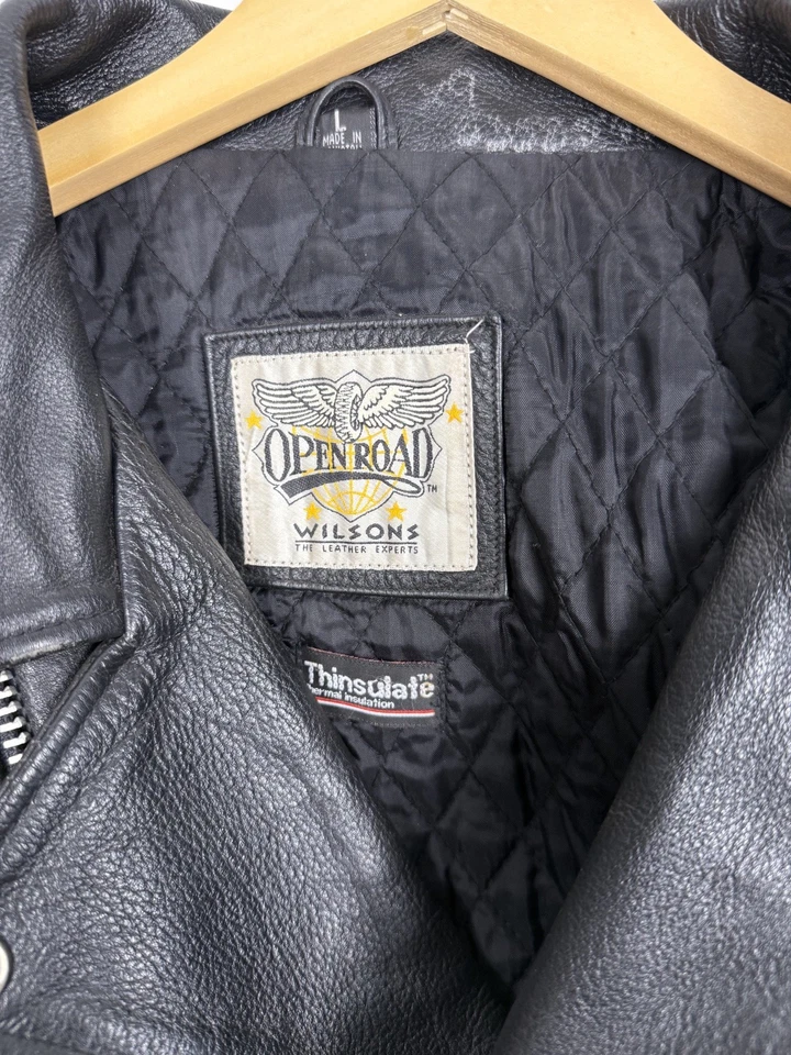 Vintage Wilsons Open Road Thinsulate Full Zip Leather Jacket Coat Mens Large - Image 4 of 4