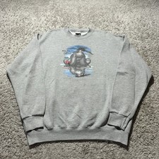 Vintage Disney Eeyore Sweatshirt XL Pooh Gray Pullover Crewneck Rainy Days Y2K