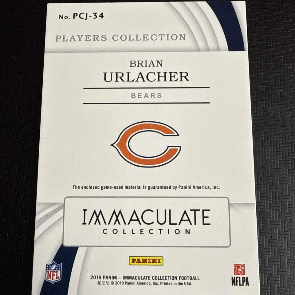 BRIAN URLACHER 2019 PANINI IMMACULATE PLAYERS COLLECTION GAME WORN BEARS /10 - Image 2 of 3