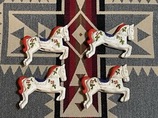 Vintage GiGi Ceramics White Gables Horse Figurines Equestrian Set of 4 T45
