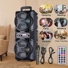 Dual Subwoofers Portable Wireless Speaker Loud Outdoor Party Bluetooth Boombox