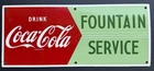 VINTAGE COCA COLA 1950S PORCELAIN FOUNTAIN SERVICE SIGN 12x28