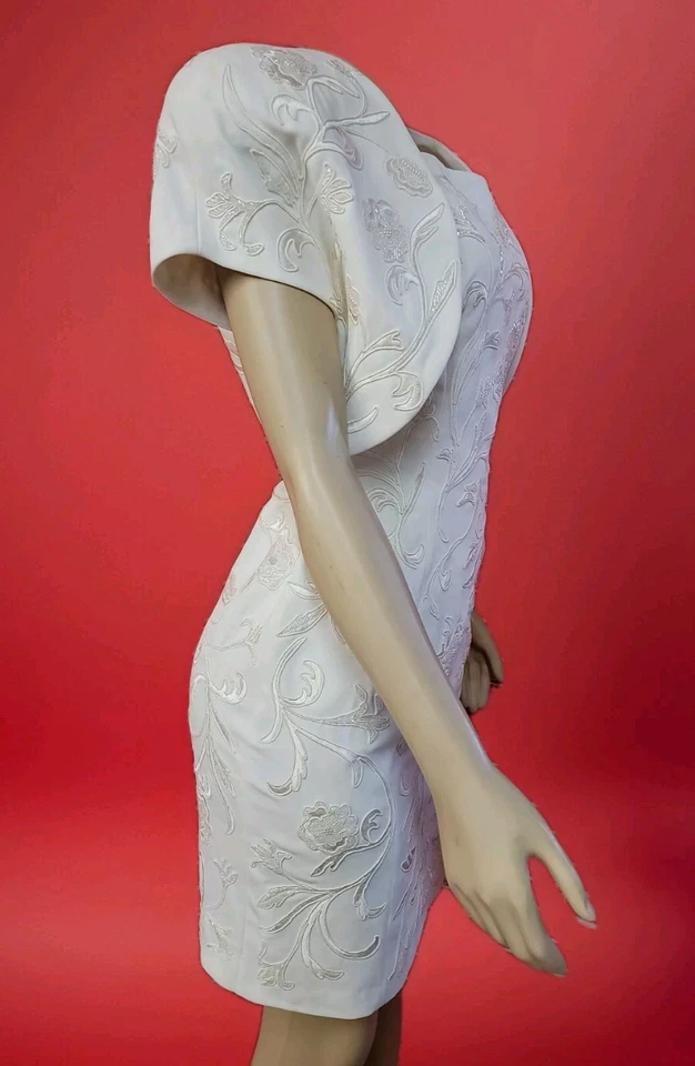 Carmen Marc Valvo Marfil 2 piezas Brocado Bordado Bolero Chaqueta Vestido Formal 6 #C2 Foto 2 de 4