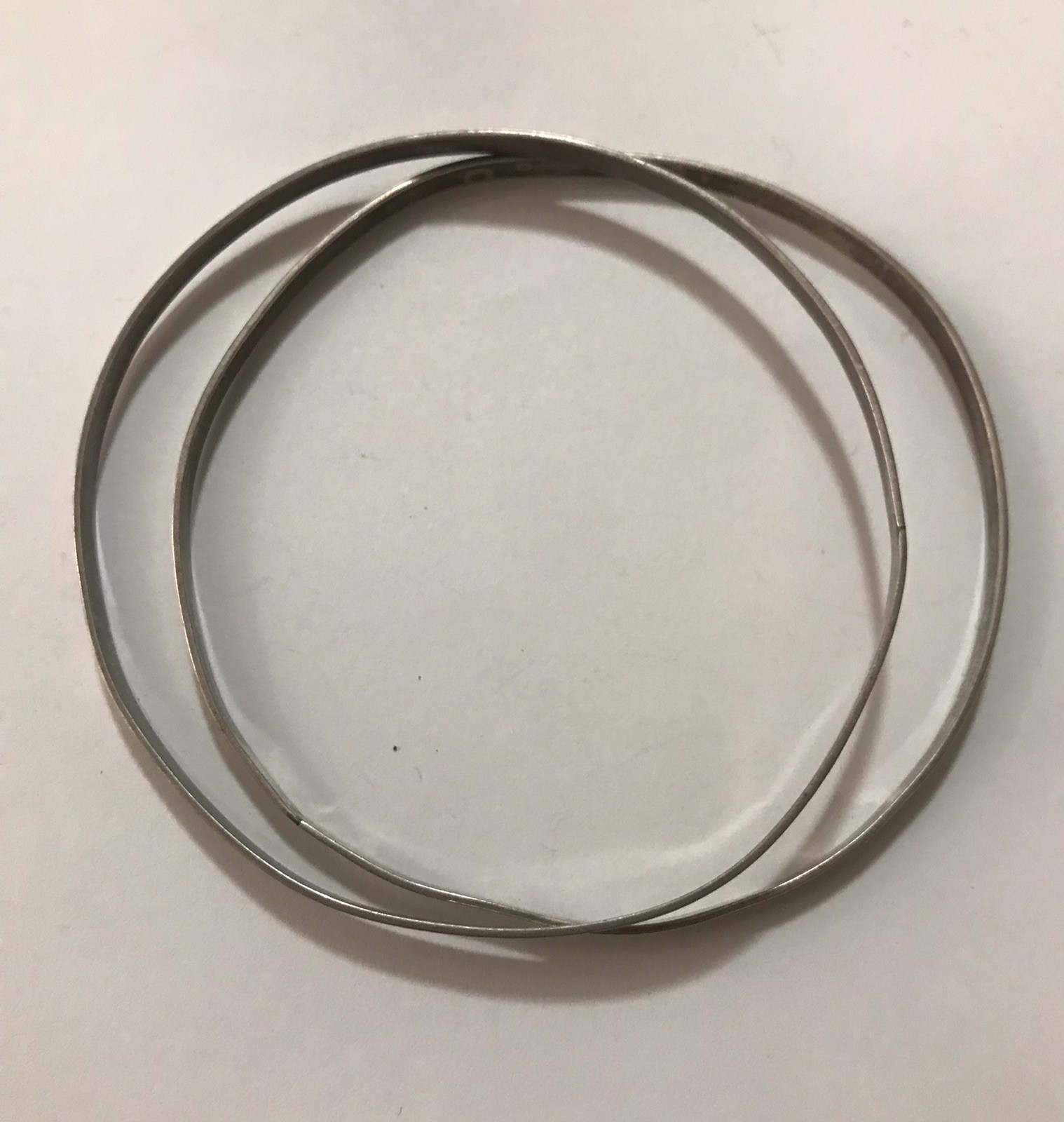 Sterling Silver Bangle Bracelets Pair Hammered - image 1