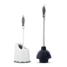 Sink  Toilet Plunger with Toilet Bowl Brush and Holder Set - Dual-Purpose Dr...
