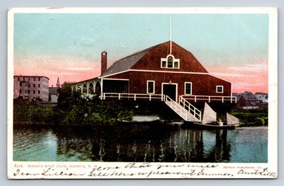 Nashua New Hampshire Boat Club Postmarked 1906 Undivided Back Postcard CA3