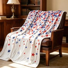 Patriotic Throw Blanket, 4th of July Independence Memorial Patriotic Veterans...