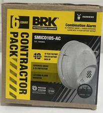 BRK SMICO105-AC Smoke/Carbon Mono Alarm Pack of 6 NEW SEALED BOX FREE SHIPPING