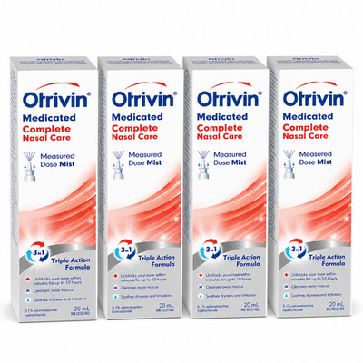 Otrivin Medicated Complete Nasal Care 20ml (Spray) 4 PACK