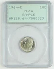 1964-D 10c Roosevelt Silver Dime PCGS MS64 SAMPLE Rattler Generation 1 C4339