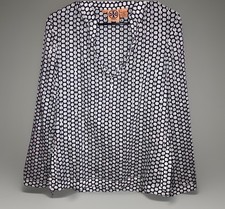 Tory Burch Sequined 100% Cotton Black White Polkadot Tunic Dress Blouse Top Sz 6