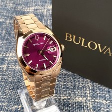 Bulova Surveyor 97B234 Purple Dial Rose Gold Automatic Men's Watch