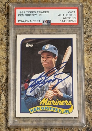 KEN GRIFFEY JR RC 1989 Topps Traded Rookie #41T PSA Authentic Auto 10 Mariners