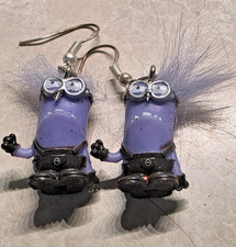 SM. Purple MINIONS DESPICABLE ME 2 Earrings 925 Handcrafted Nora's USA