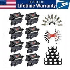 8Pack Square Ignition Coil & Spark Plug & Wire For Chevy GMC 4.8L 5.3L 6.0L 8.1L