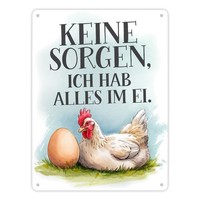 Keine Sorge, Alles Im Ei Metallschild XL In 21X28 Cm Huhn Und Ei