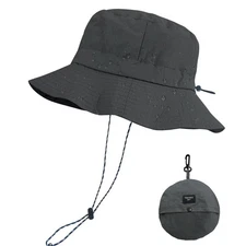 PFFY Quick Dry Waterproof Packable Bucket Hat One Size, Darkgray (More Loose) 
