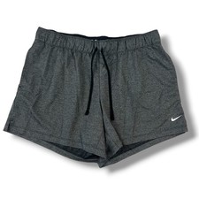 NIKE Women's Dri-FIT Running SHORTS 5  Mid Rise Training Gray Logo Size L Large