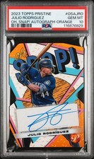2023 TOPPS PRISTINE OH, SNAP! AUTO ORANGE #OSAJRO JULIO RODRIGUEZ 3/25 PSA 10