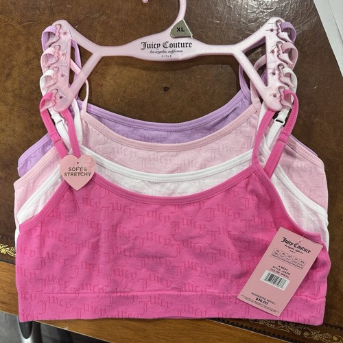 NWT Girls Juicy Couture Pink Purple White Bralette Set Size XL - Picture 4 of 5