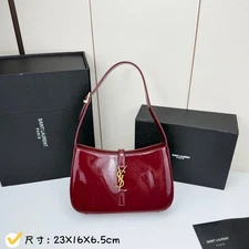 Y..S..L Burgundy Patent Leather Hobo Bag 150460 💄✨ Size : 23X16X6.5cm