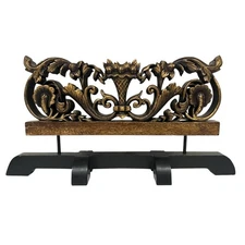 Vintage Ornate Carved Wood Panel on Stand Floral & Scroll Design Decor Baroque