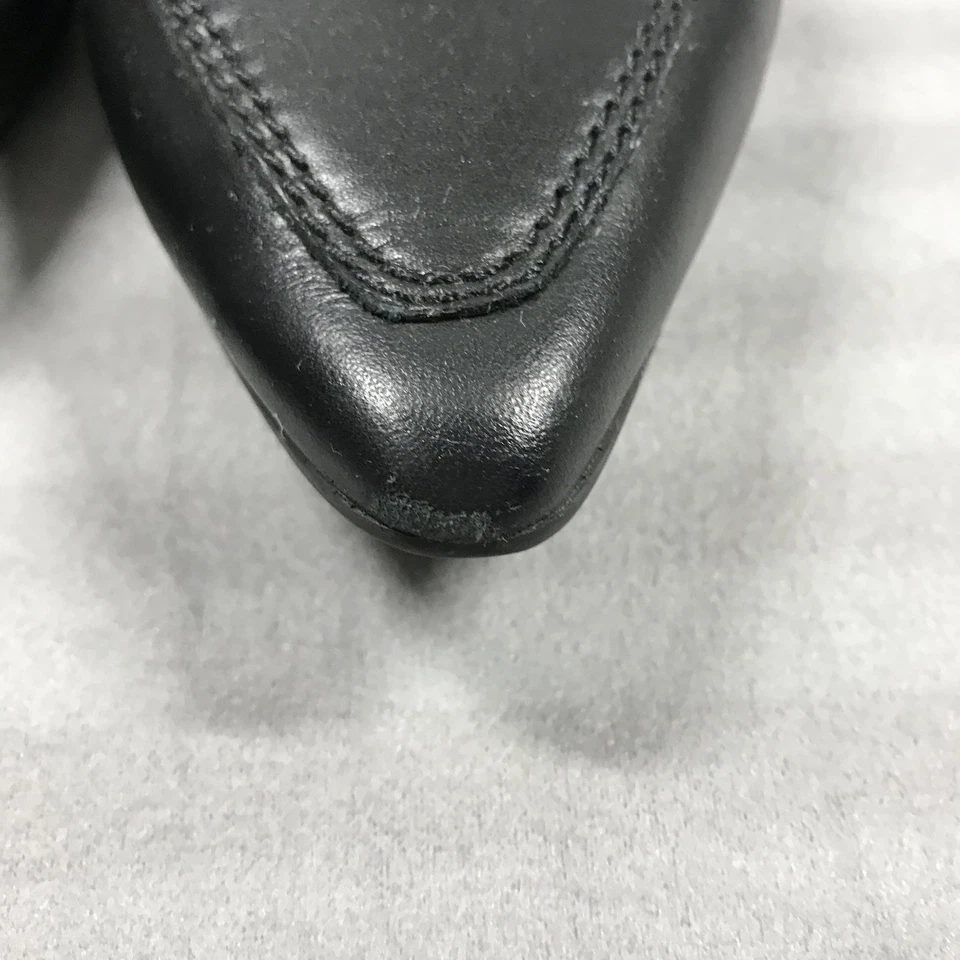 Sapatos femininos Hispanitas tamanho 11 mocassins de couro preto biqueira pontiaguda salto bloco - Imagem 3 de 4