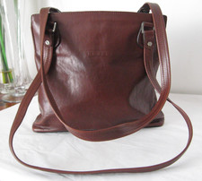 TEXIER!!! FRENCH DESIGNER RICH CHESTNUT BROWN LEATHER SHOULDER BAG!!!