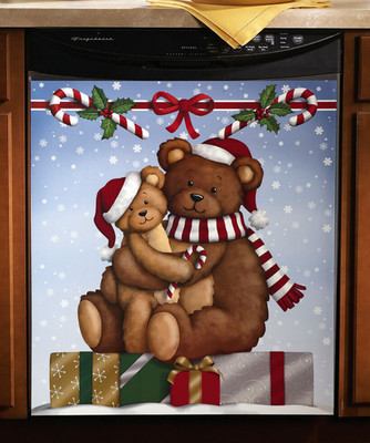 Christmas Decoration Candy Cane, Teddy Bear - Kitchen Dishwasher Magnet Cover
