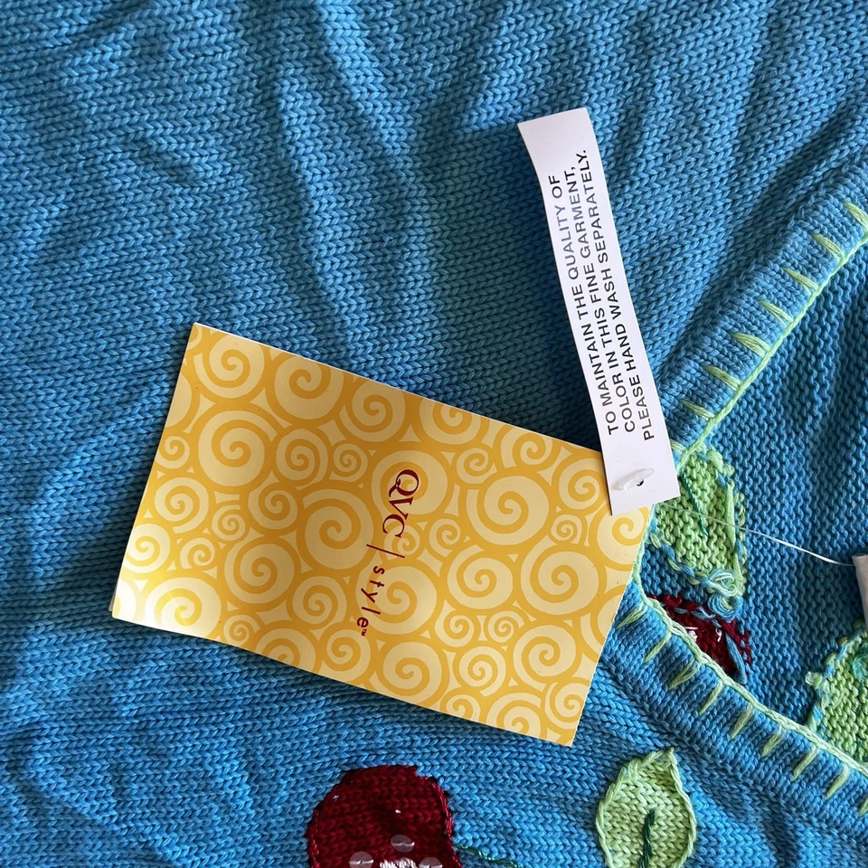 NEW The Quacker Factory Women’s Sweater Sz 1X Cherries 🍒 & Appliqués New w Tags - Image 2 of 4