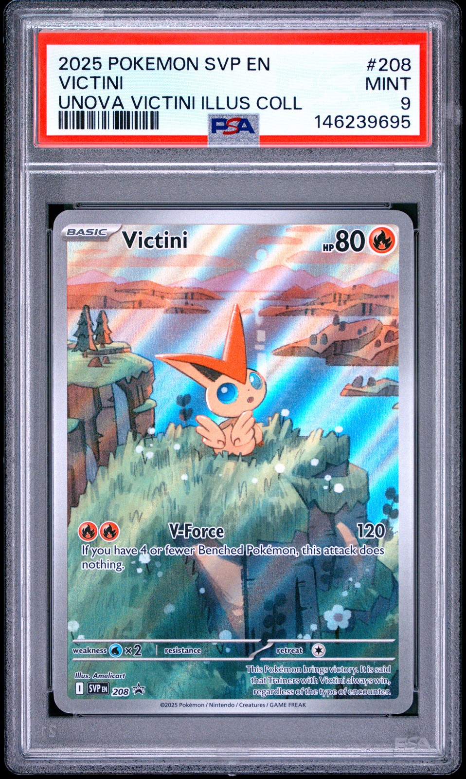 2025 POKEMON SVP EN-SV BLACK STAR PROMO #208 VICTINI PSA 9