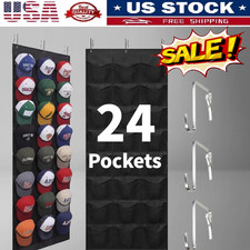 Organizer Baseball Holder Deep Storage Pockets Door Wall Caps Stand 24 Hat Rack