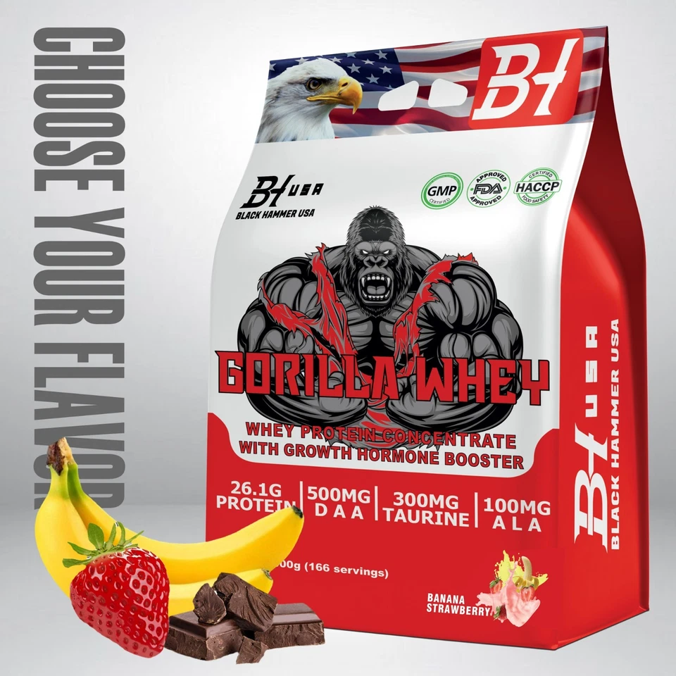 GORILLA Whey Protein 2KG/5KG | Muscle Builder, Lean Muscle-Black Hammer USA
