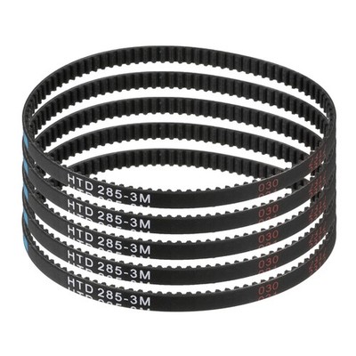 5pcs HTD-3M Rubber Timing Belt 95 Teeth, 285mm Pitch Length x 6mm Width