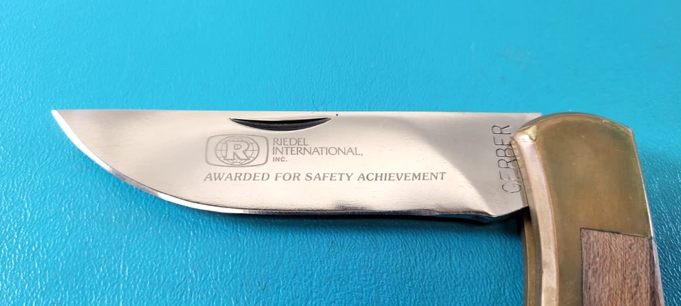 复古 Gerber Sportsman 木质黄铜折叠口袋刀 + 皮革鞘 TR484 — 第 4/4 张图片