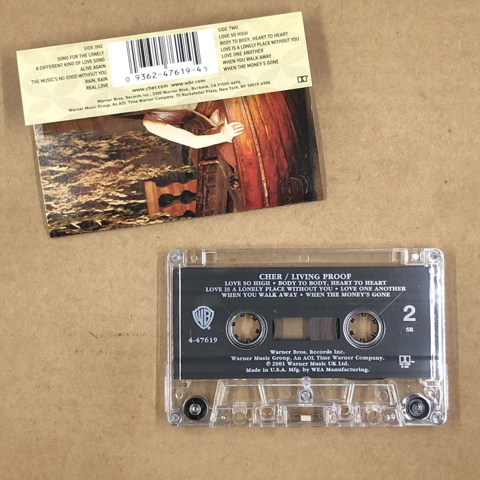 CHER Cassette Tape Europop Synth Pop LIVING PROOF SONG FOR THE LONELY - Image 3 of 4