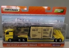 Matchbox DAF XF 105 XF105 Truck Lowboy Trailer Super Convoys Rare Yellow C222